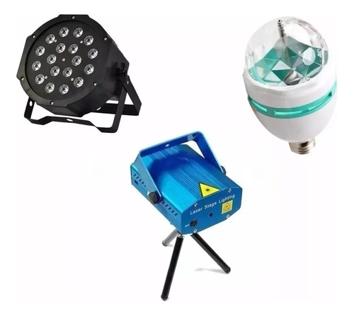 Pack Show De Luces Fiesta Laser+lampara Giratoria +flash Led