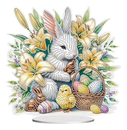 Huevo De Conejo De Pascua Con Pintura De Diamante W1b
