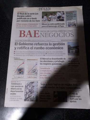 Diario Bae 13 8 2013 Messi Economía Peña Nieto Soja Maíz 