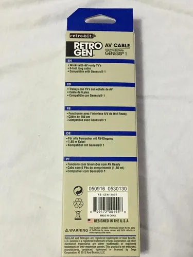 Cabo Av Para Mega Drive 1 E Genesis 1 - Retro Bit Nota 10