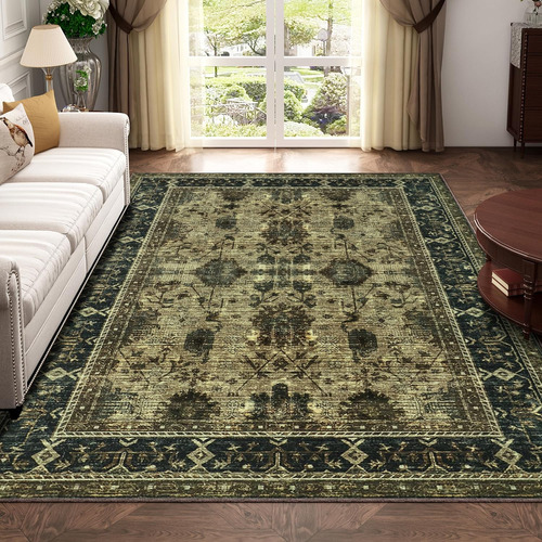 Alfombra Lavable Grande De Estilo Vintage 9x12, Taupe/m...