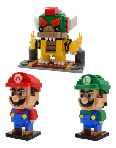 Set De Figuras Para Armar 3d De Mario, Luigi Y Bowser