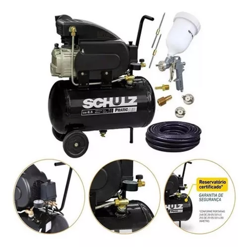 Compresor de aire CDS Compressor ar 8,5pés 25l 2cv pratic csi schulz + kit  pintura 25L 500W pistolas eléctricas para pintura