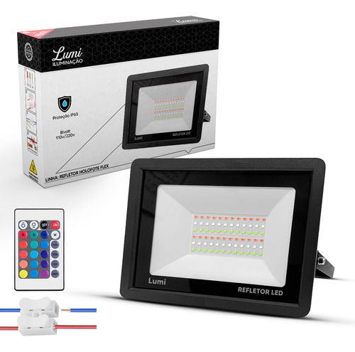 Refletor Led 100w Holofote 127/220V Cor Da Carcaça Preto Cor Da Luz Rgb Lumi