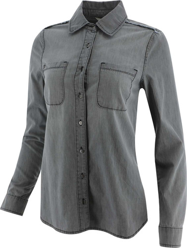 Blusa M/l Caterpillar Foundation Denim L/s Grey Para Dama