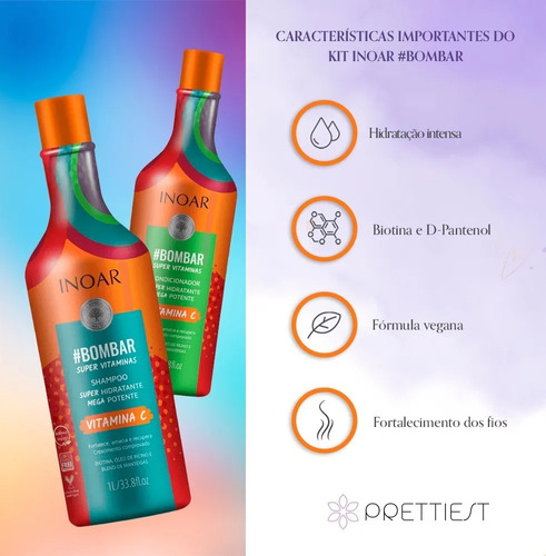 Kit Shampoo + Condicionador Crescimento Bombar Inoar 1l