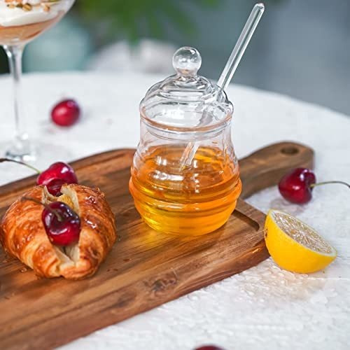 Tarro De Miel Con Cuchara Mielera De Vidrio Transparente