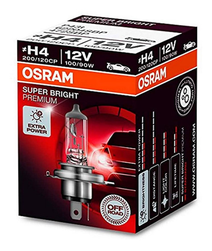 Imagen 1 de 9 de Lampara Osram H4 - Super Bright Premium 12v 100/90w