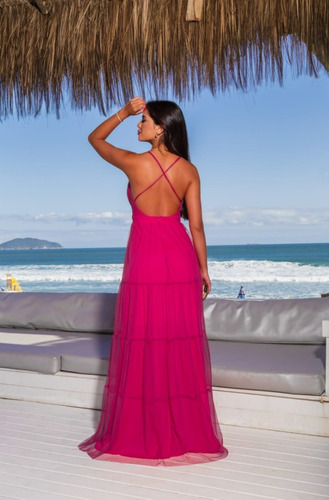 Vestido Em Tule Com Alcinha  Várias Cores  Ref 1058