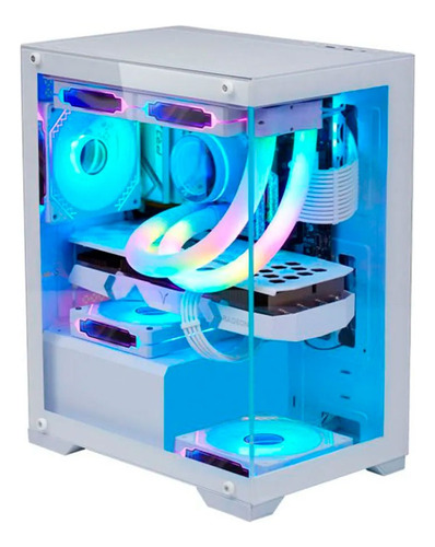 Gabinete Gamer Branco K-mex Cg-w1g4 Poseidon Sem Fans Vidro 