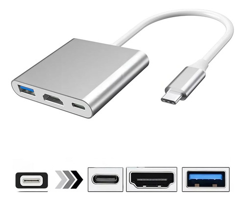 Adaptador Tipo C A Hdmi 4k Convertidor Hub Usb 3.0