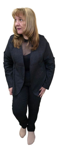 Conjunto De Metalina Glow, Blazer Abierto +babucha T M A 2xl