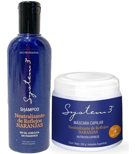 Kit Shampoo + Mascara Neutralizante Reflejos Naranja System3
