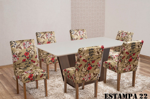 Kit 6 Capas Protetor De Cadeira Lisas E Estampadas Com Cor Estampa 22