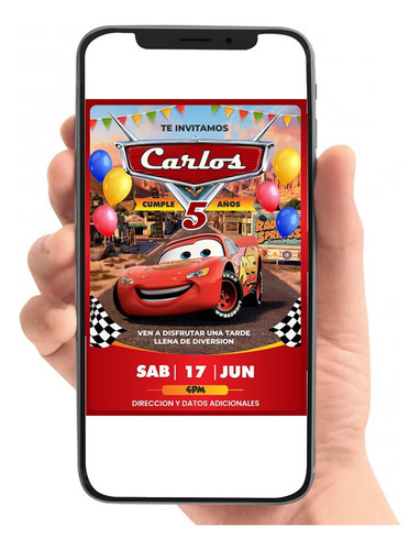 Invitación Digital De Cumpleaños - Cars