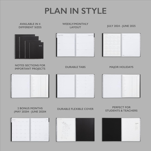 Blue Sky Agenda Semanal Y Mensual 2024-2025 8.5x11 Mmg