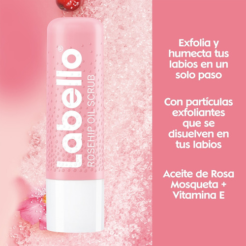 Bálsamo Labial Exfoliante Labello Aceite Rosa Mosqueta 4.8g