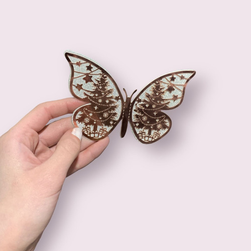 Mariposas Decorativas Adhesivas Navideñas Glitter X6u 