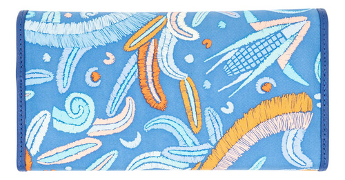 Cartera De Bolsillo Seda Pineda Covalin Diseño Quetzalcóatl Color Azul