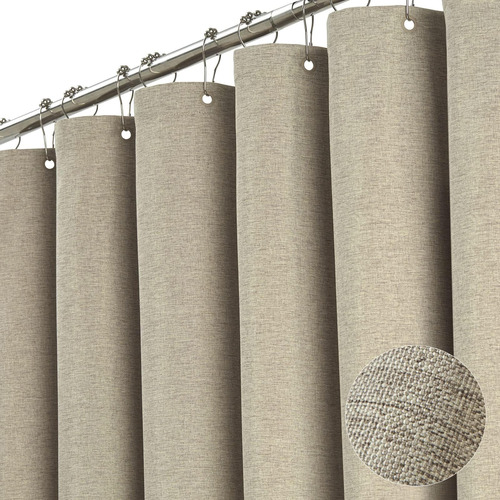 Bttn Fabric Shower Curtain - Linen Textured Cloth Shower Cur