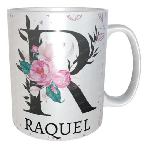 Taza Inicial Nombre Con Rosas Recuerdo Regalo Obsequio