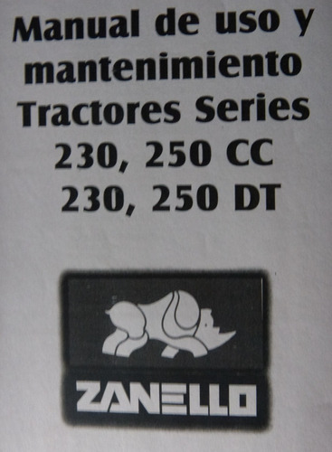 Manual De Uso Y Mantenimiento Zanello 230, 250cc, 250dt