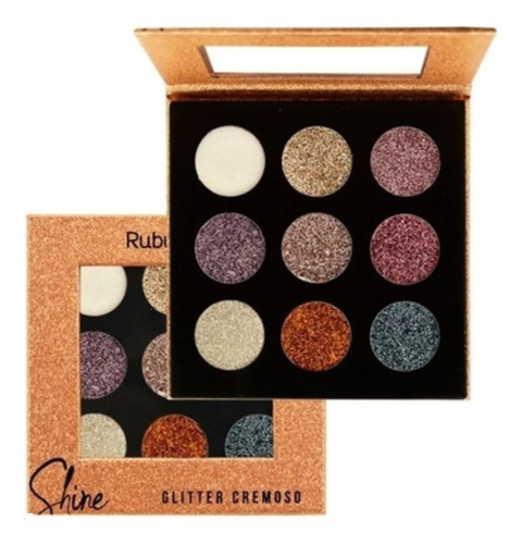 Paleta De Sombra Glitter Cremoso Shine Ruby Rose 2 Opções