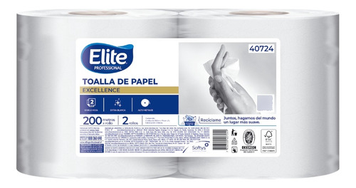 Toalla De Papel Elite Doble Hoja 2*200 Mt Cod 40724