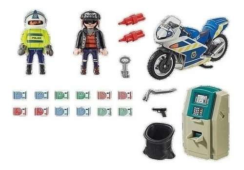 Imagen 3 de 8 de Playmobil Moto Policia Persecucion Ladron 70572 City Action