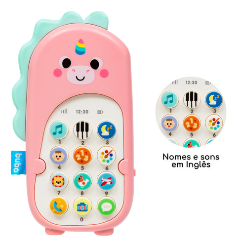 Celular De Brinquedo Babyphone Unicórnio Musical - Buba Cor Rosa