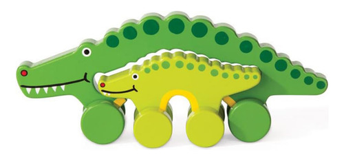 Jack Rabbit Creations Wooden Push Mommy Y Baby Alligator Toy