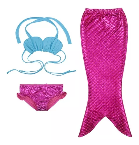 Fantasia Sereia Cauda Conjunto 3 Pcs Biquíni Infantil Menina