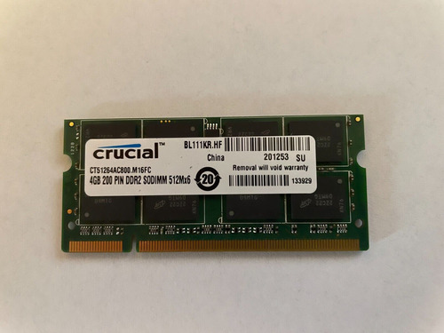 Memoria RAM 4GB Crucial DDR2 PC2-6400 800MHz SODIMM CT51264AC800