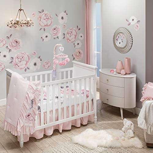 Lambs & Ivy Floral Garden Acuarela/pink Linen Juego De Ropa 