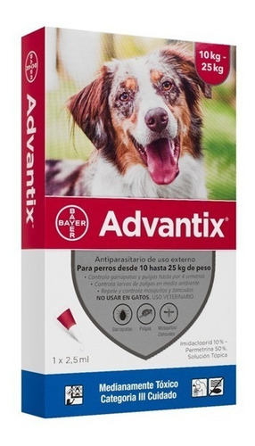 Imagen 1 de 1 de 2x Pipeta Advantix De 10 A 25 Kg Para Perros Pethome