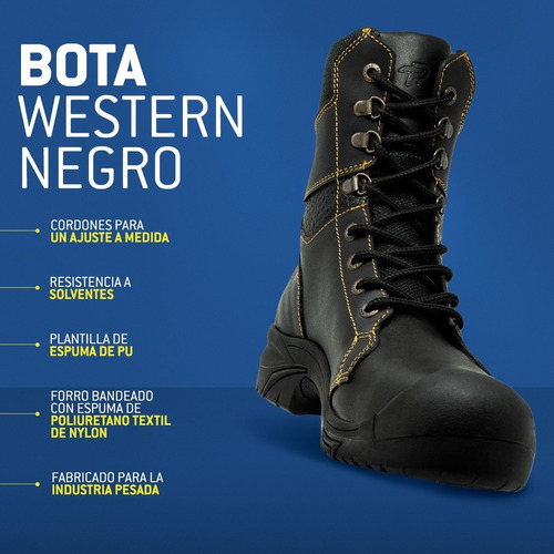 Imagen 8 de 10 de Calzado Seguridad Ten-pac Cuarto De Bota Western Color Negro