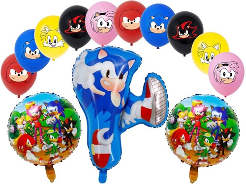 Pack 13 Globos Sonic 3 Metalizados 10 Látex