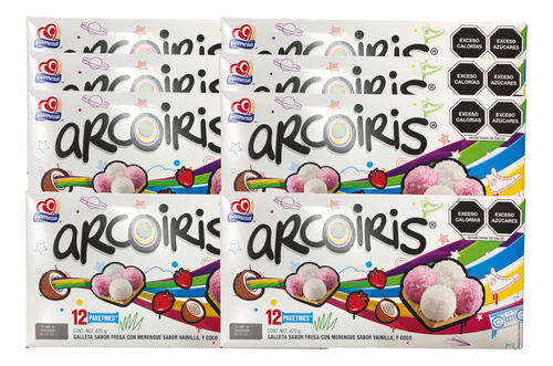 Galletas Arcoiris Bombón 96 Pack 576pz Fresa Vainilla Coco