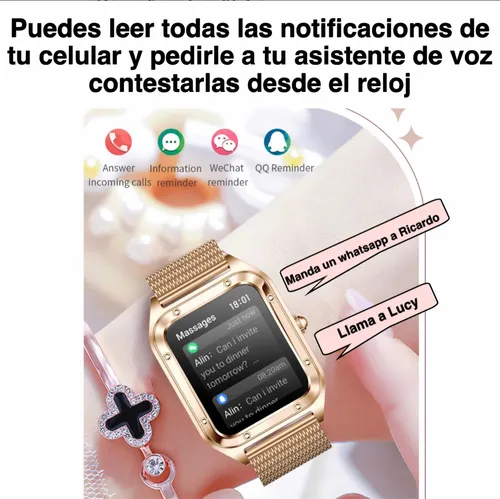 Elegante Reloj Inteligente Mujer Llamadas Notificaciones