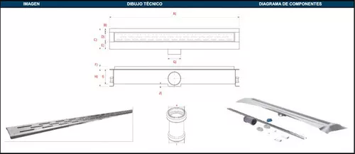 Coladera Lineal Moderna De Reja 80 Cm Acero Inoxidable - $ 2,299.99