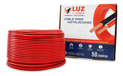 Cable Calibre 12 Para Casa Instalación Eléctrica Casa 50m Cubierta Rojo