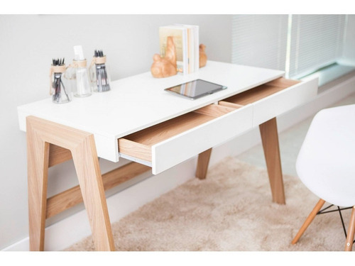 Escritorio Artesano Escrivaninha 2 gavetas trend mdf, mdp de 120cm x 77.5cm x 60cm hanover y off white
