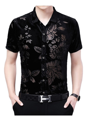 Camisas Transparentes Huecas Para Hombre Con Flores De Veran