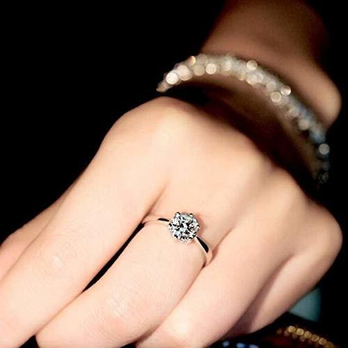 Anillo De Compromiso De Plata De Ley 925 Con Diamante De Ta