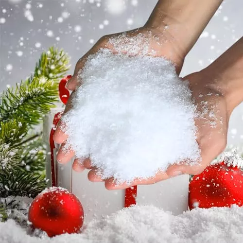 Decoración de nieve falsa para manualidades navideñas, polvo de nieve  Artificial, copos de nieve de plástico, exhibición de pueblo de invierno