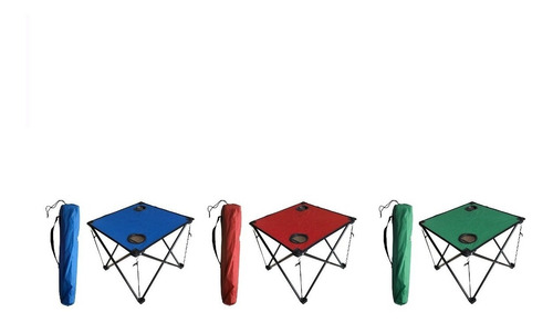 Mesa De Playa Tela Plegable Camping 50x50 Con Bolso