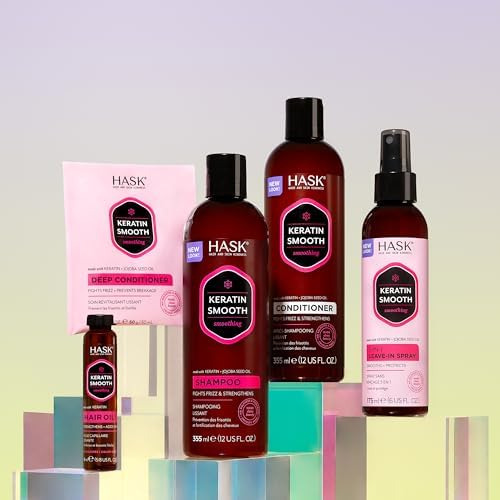 Shampoo Suavizante De Queratina Hask + Conjunto De Condicion