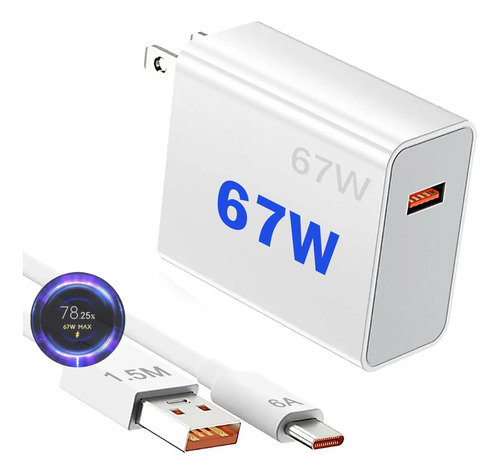 67W Turbo Cargador Con Cable Tipo C 1.5 Metros Super Cargador Para Xiaomi 12/13/14/15/ Redmi Note 14 Pro 4G/ Redmi Note 13 Pro 4G/ Poco C75 4G/ Poco X7 Pro 5G/ Poco X6 Pro 5G