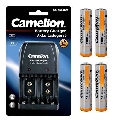 Cargador Camelion + 4 Pilas Aaa De 1100mah, Nuevos