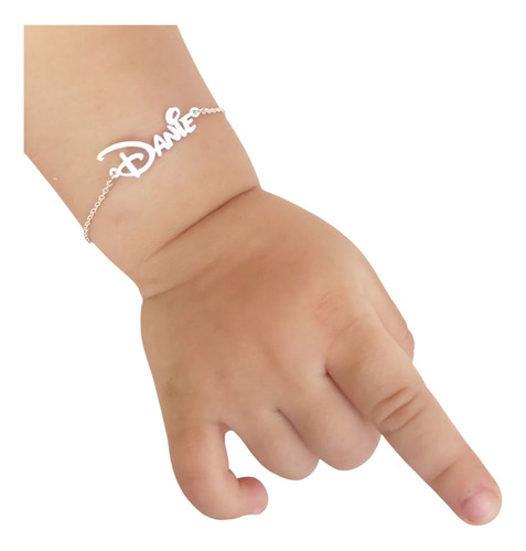 Pulsera Con Nombre Personalizado Para Bebé, Plata 925 Plateado